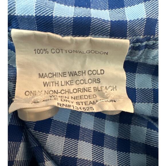 Nat‎ Nast Mens Gingham Blue Check Shirt Size XL 100% Cotton Button Down Pocket - Picture 6 of 6